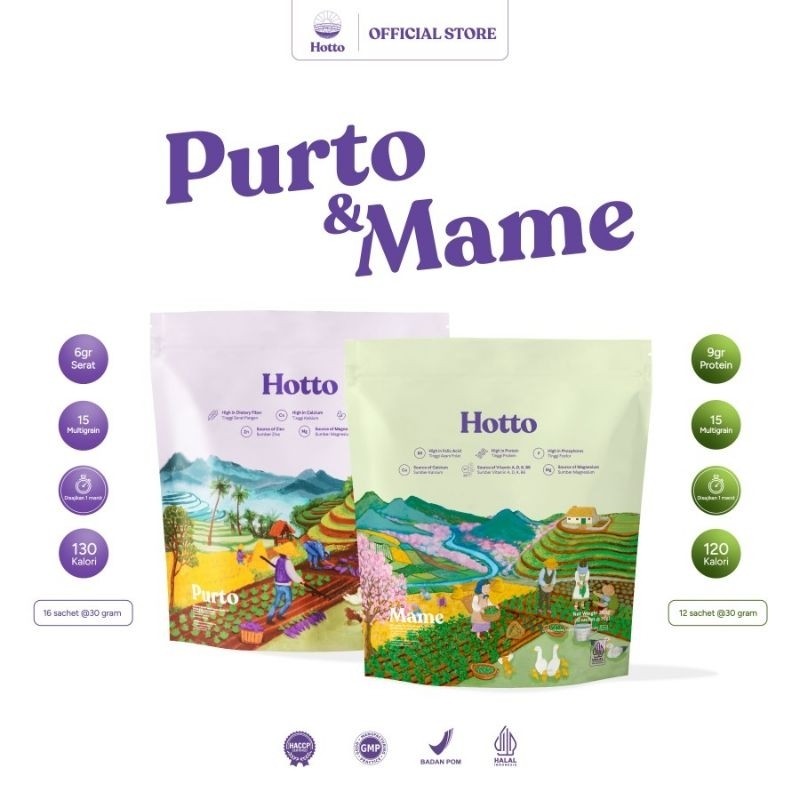 

BUNDLING!!! Hotto Purto Multigrain 1 Pouch (16 Sachet) & Hotto Mame Protein Multigrain 1 Pouch (12 Sachet)