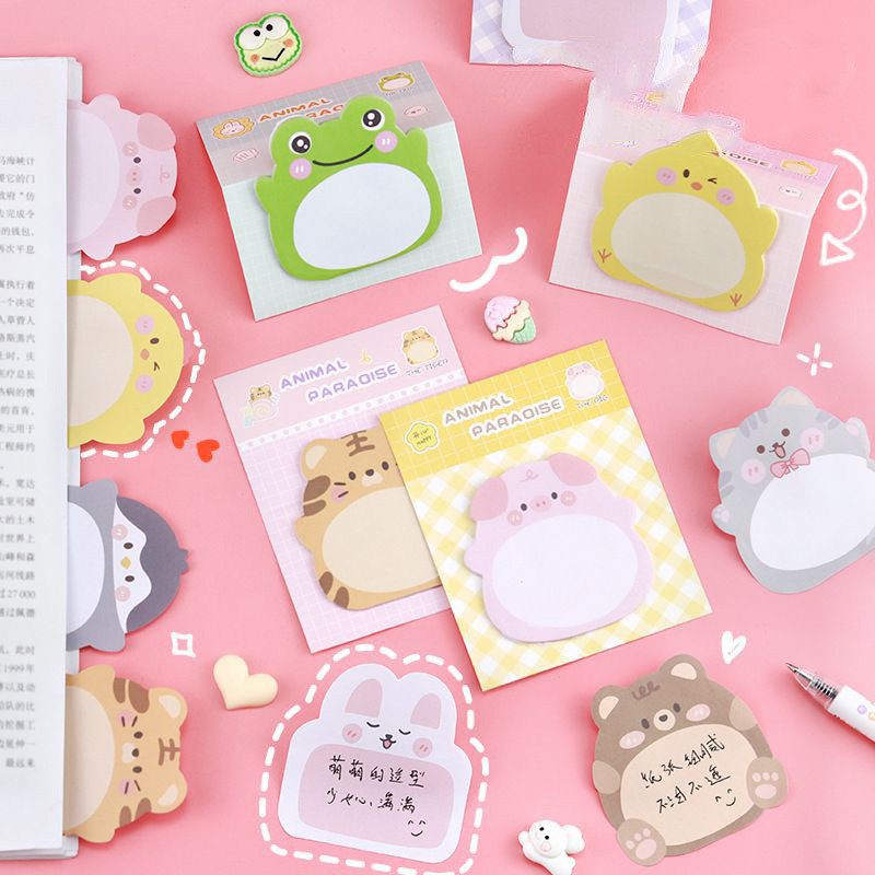 

1 Piece Lytwtw's Adhesive Kawaii Cartoon Animals Sticky Notes Notepad Memo Pad Office School Supplies Stationery Sticker