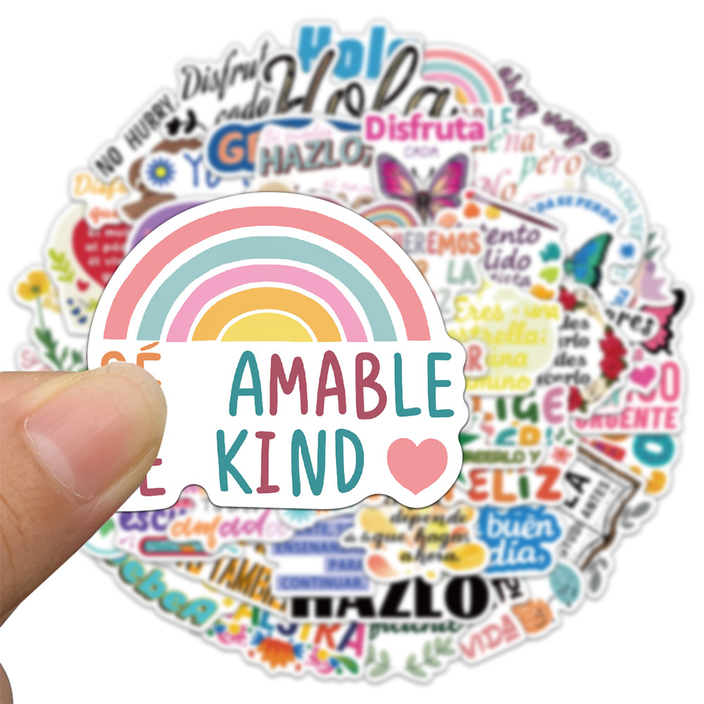 

50PCS Spanish Motivational 2 Stickers Exquisite Handbooks Material Phone Cases Laptop Suitcases Water Cups Waterproof Stickers