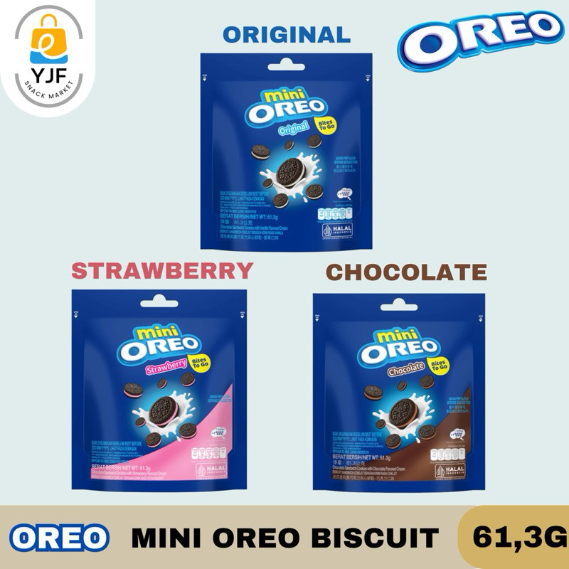 

Mini Oreo Biscuit Pouch - 60,3g / Cemilan Snack Biskuit Oreo Mini / Oreo Vanila Bites / Strawberry Oreo Mini / Oreo Coklat