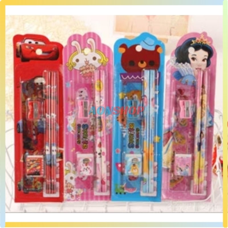 

[AS] Stationery Alat Tulis Set 5in1 Karakter Kartun Souvenir Pesta Ulang Tahun