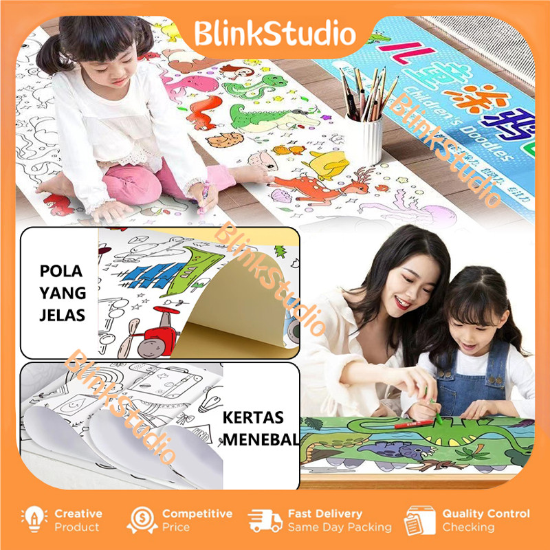 

Mewarnai Jumbo Anak Kertas Mewarnai / Coloring Roll Paper / 3 METER Graffiti Scroll