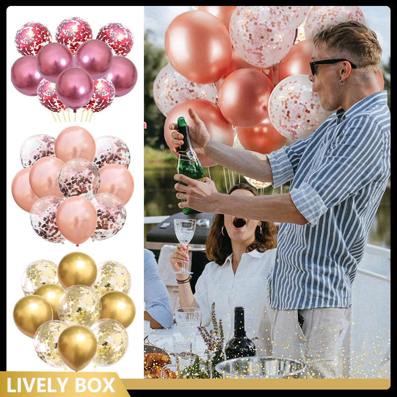 10 pcs 12 inci Balon Confetti Emas Perak Biru / MIX Balon metalik / Balon latex