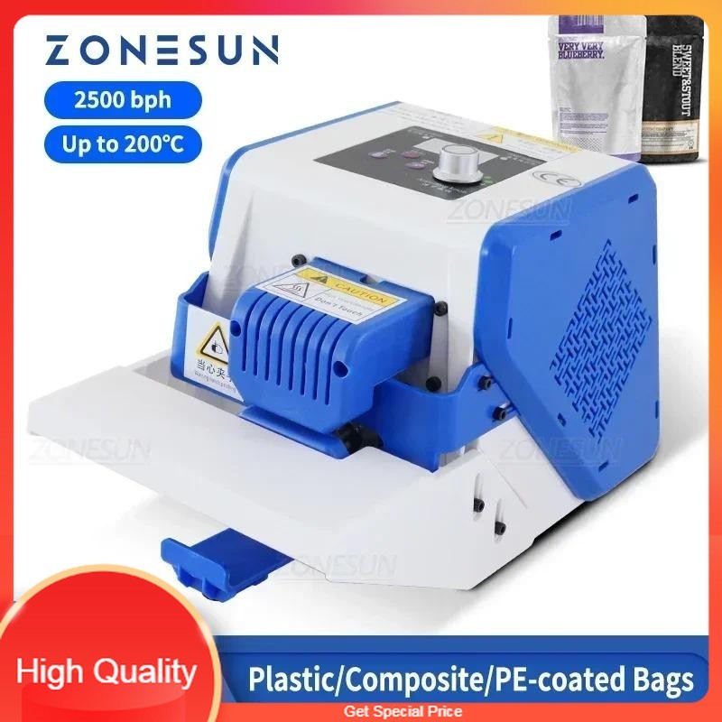 

THE BEST ZONESUN Portable Bag Sealer Roller Sealing Machine Aluminum Foil Composite Plastic Film PE Coated Paper Food Packaging ZS-GLF1P