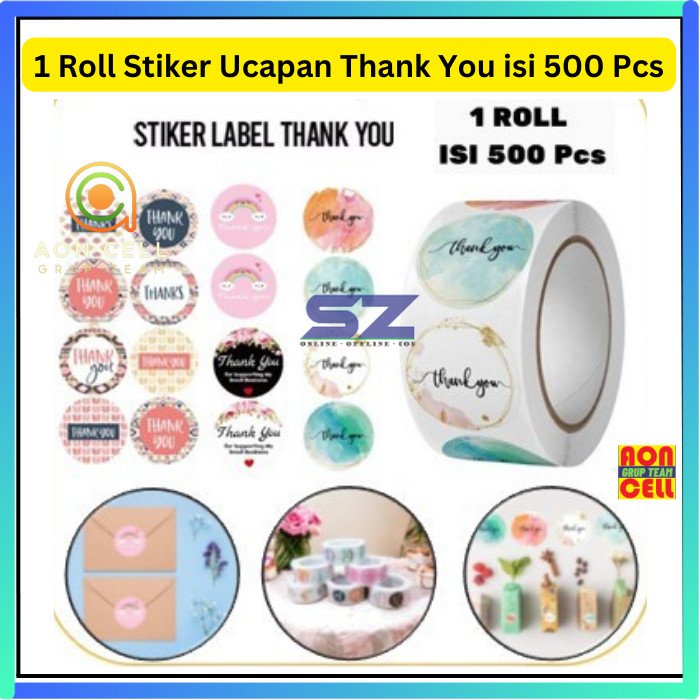 

Sticker Thank You Roll Isi 500Pcs Stiker Thank You