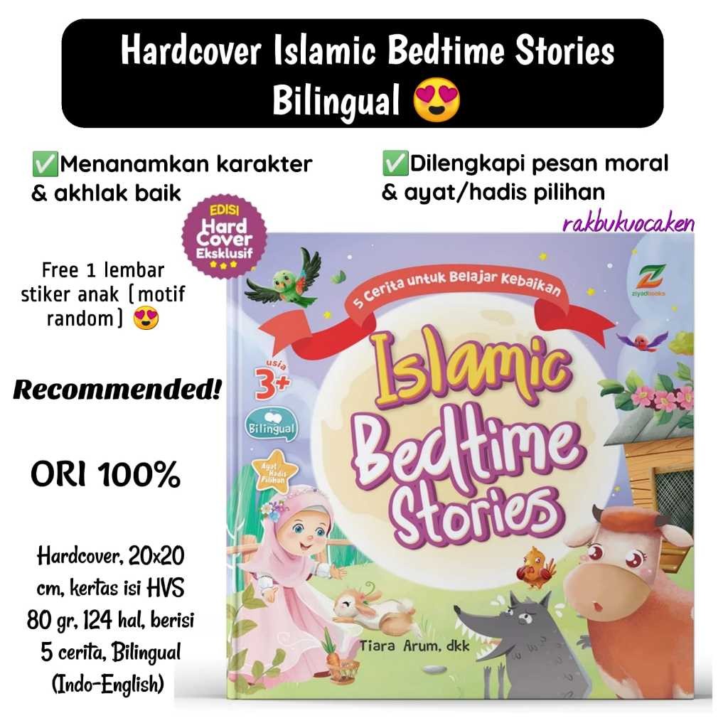 Hardcover Islamic Bedtime Stories Bilingual Buku Bacaan Anak Buku Cerita Pengantar Tidur Buku Cerita