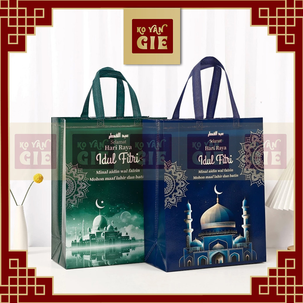 

Tas Goodie Bag Parcel Lebaran Idul Fitri Biru – Spunbond 40x30x14cm (Biru & Hijau)