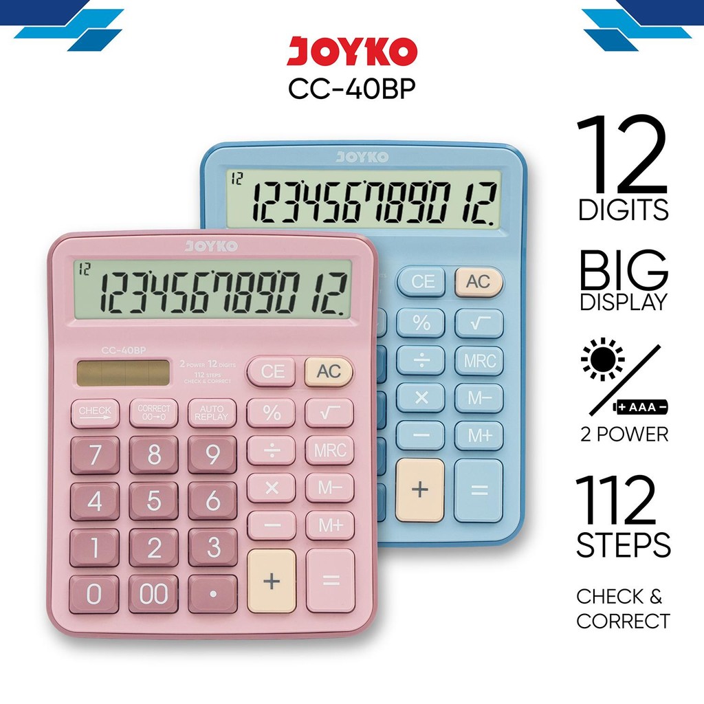 

NEW PRODUCT JOYKO CALCULATOR KALKULATOR CC-40BP 12 DIGITS CHECK & CORRECT JAVABSJSG