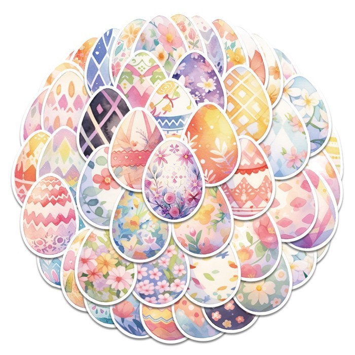 

stiker sticker waterproof 50 pcs colorful easter egg