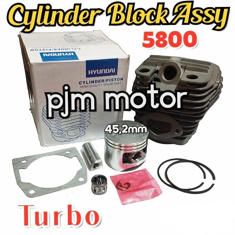 HYUNDAI 5800 Cylinder block assy Blok boring komplit mesin chainsaw senso sinso mini kecil Model Tur
