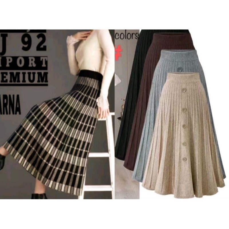 NANTARSHOP rok rajut payung kancing depan// kwalitas import premium