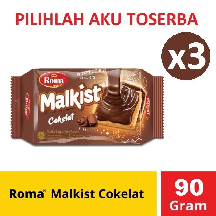 Biskuit Roma Malkist Cokelat Coklat Creakers 90 gr -  ( HARGA PAKET ISI 3 )