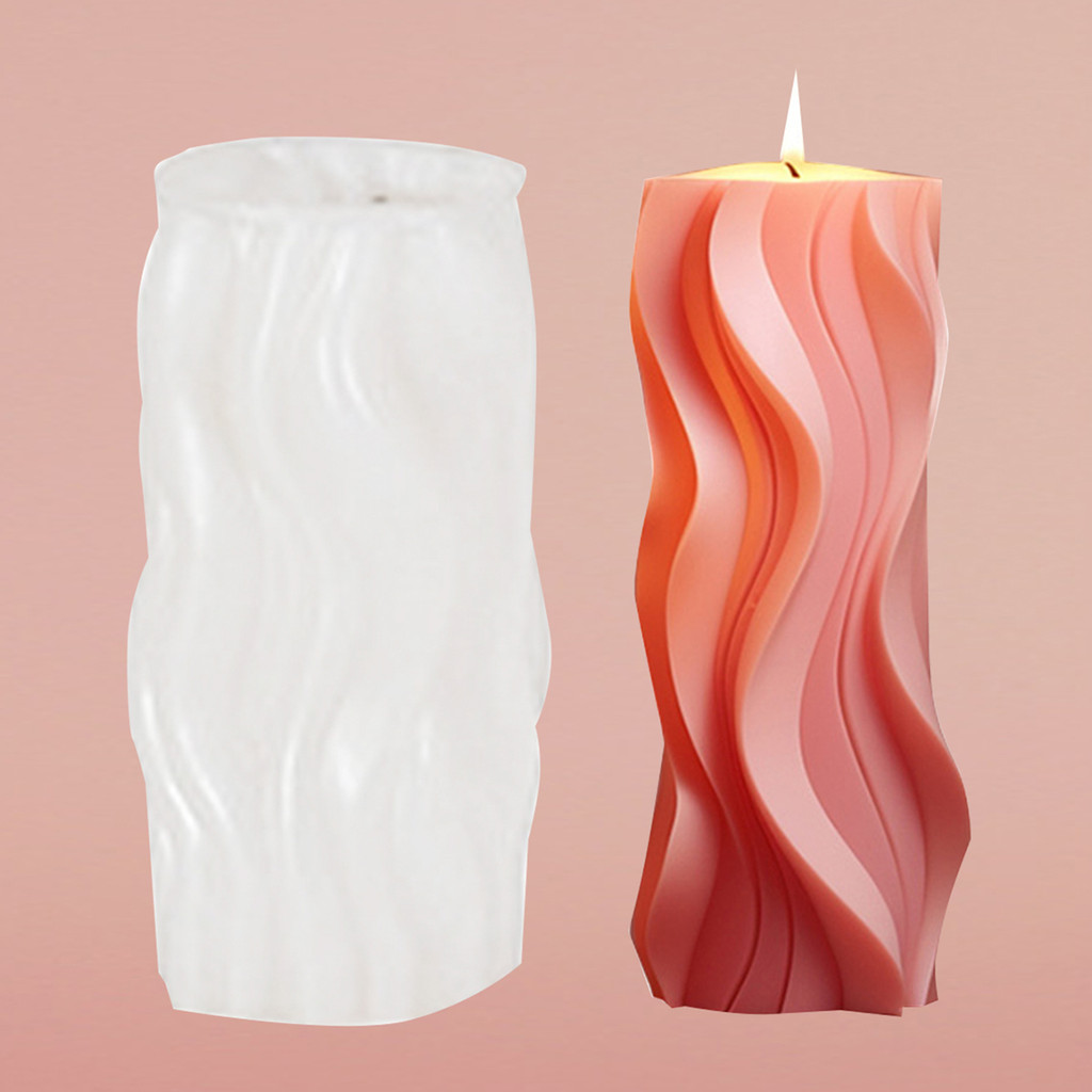 

Wave Cylindrical Aromatherapy Candle Silicone Mold DIY Handmade Expanded Stone Ornament Food Grade Liquid Grinding Tool