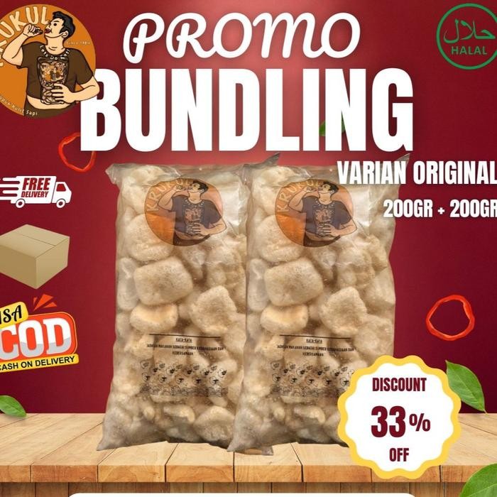 

[SPECIAL BUNDLING] Kerupuk Kulit Original | Cemilan Viral | Snack Ringan Camilan Makanan Sapi Food Kering Keripik Asin Sambal Kripik Jajanan - 200gr + 200gr
