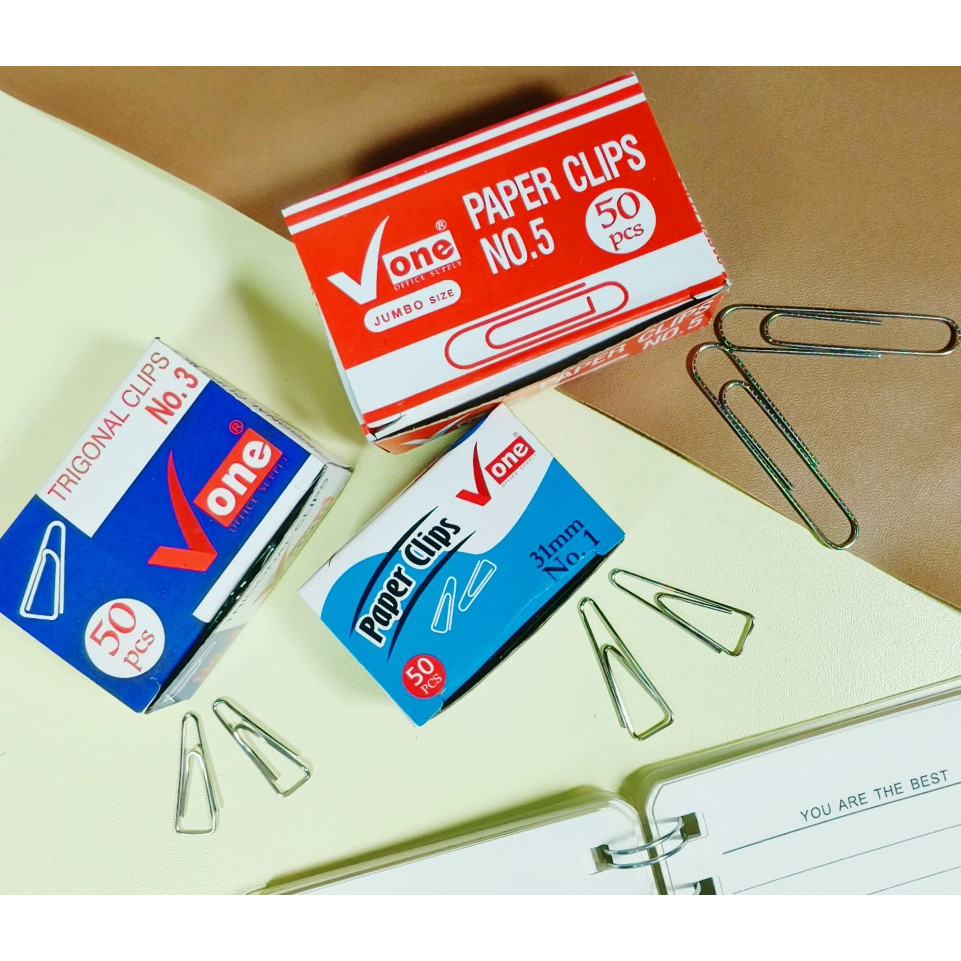 

Paper Clip Merek V - ONE | Klip Kertas Besar 1 Pack 50 Pcs l Penjepit Kertas Kecil Premium