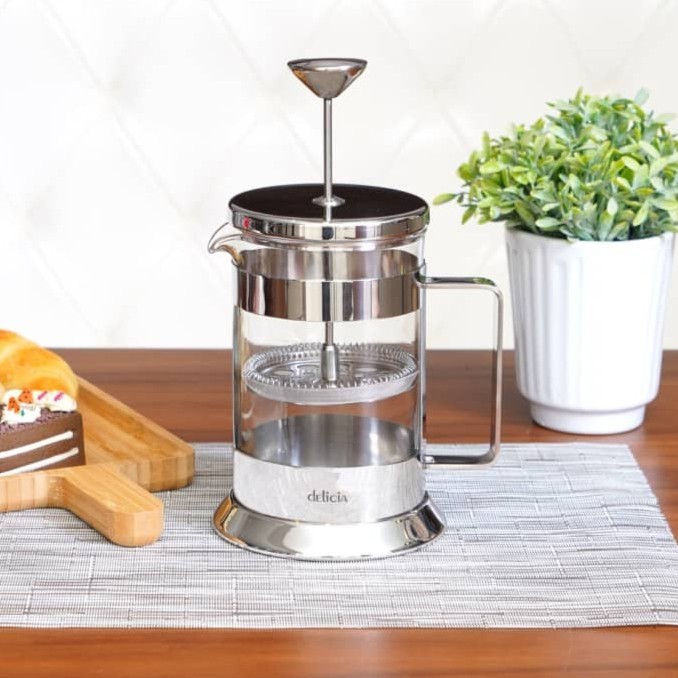 Teko Kopi French Press 6 Cup DELICIA Teko Kopi Kaca Borosilicate