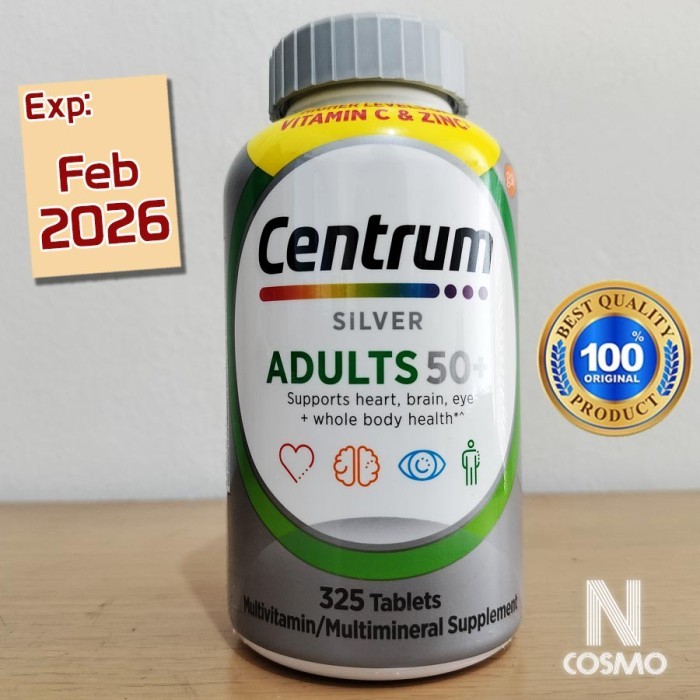 Centrum Silver Adults 50+ 325 Tablets Multivitamin Dukung Daya Tahan Tubuh