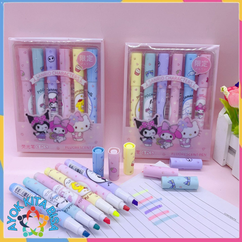 

AKB Set Highlighter Warna Warni Karakter Kartun 6PCS Motif Spidol Warna Pastel Pen Diary Marker Stationery Lucu Unik Penanda Buku Warna Warni Pena Ujung Lembut