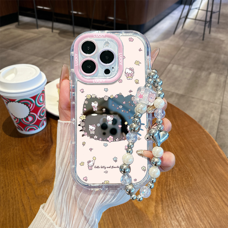 Case+gelang Case Mirror HelloKitty Lucu Casing hp Vivo Y93 NONE Y50 Y30 Y20 Y11S Y12S Y21 Y17 Y15  Y