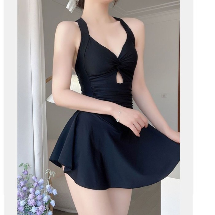Baju Pantai Wanita One Piece Korean Style Baju Renang Dewasa Seksi 520 - Hitam