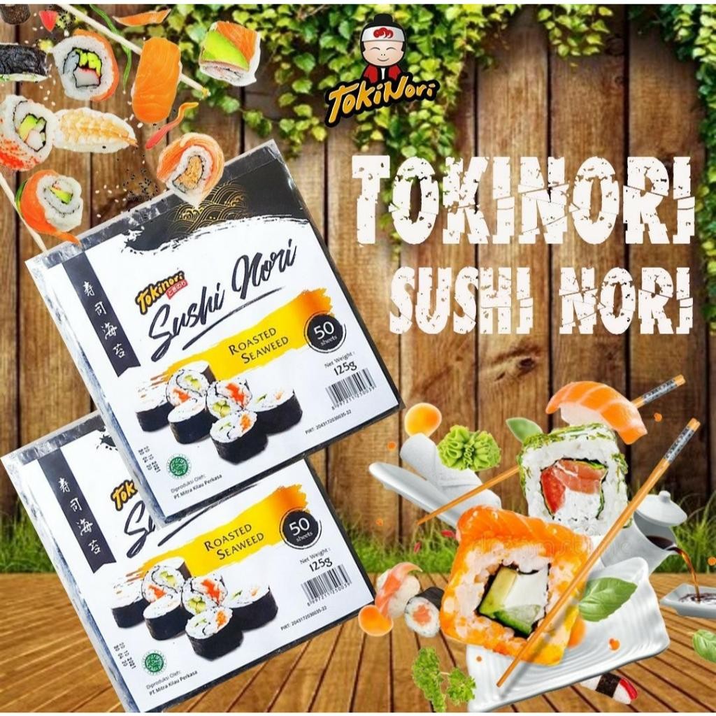 

NORI 50 LEMBAR YAKI SUSHI (HALAL) / NORI 50 SHEETS RUMPUT LAUT PANGGANG ROASTED - TOKINORI BERBAGAI VARIASI