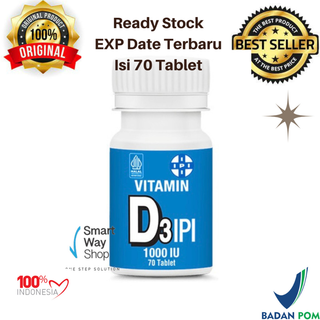 Vitamin D3 1000 IU IPI Vit D3 Isi 70 Tablet Ekonomis HALAL ORI BPOM