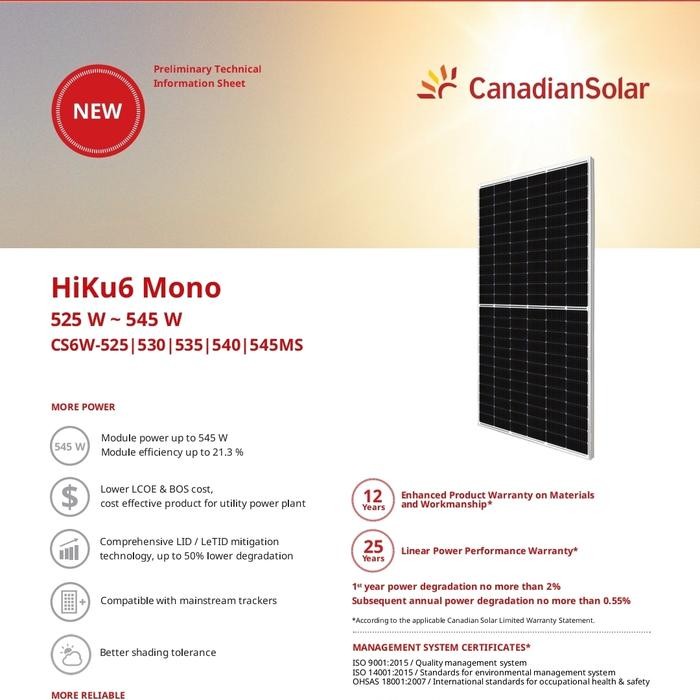 Panel Surya Canadian Solar 545 Wp Mono Crystalyne
