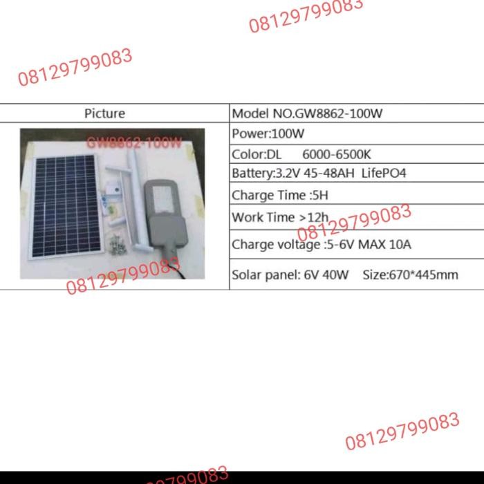 lampu pju led jalan solar sel 300w 300 watt 2in1 panel surya - PJU 100 W SOLAR