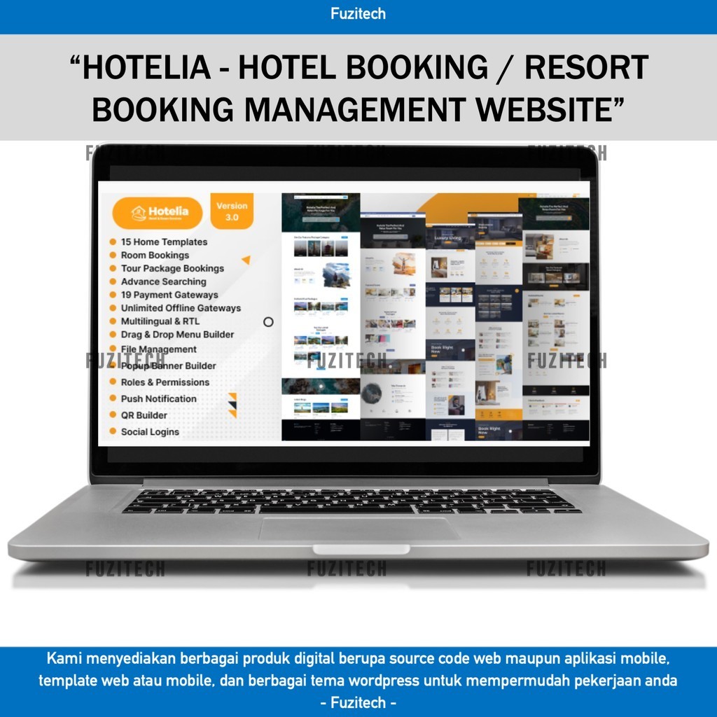 SOURCE CODE APLIKASI WEB HOTELIA - HOTEL BOOKING / RESORT BOOKING MANAGEMENT WEBSITE D280 FUZITECH