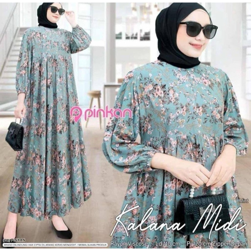 randamuda643officialMidi dress wanita /Dress Korean style /Midi Dress Muslim /baju gamis wanita / Mi