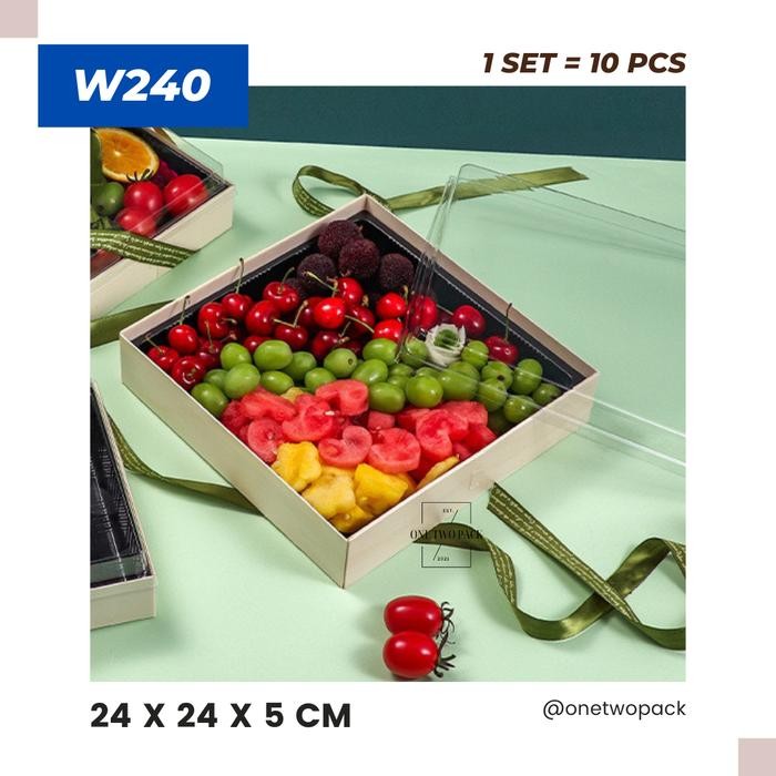 

76_cm [W240] Kotak Kue 24x24 cm Wooden Hampers Takeaway Bento Box - Tanpa Sekat