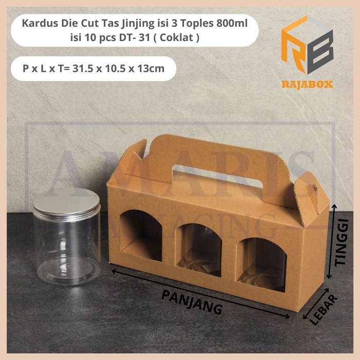 

76_cm Kardus Die Cut Tas Jinjing Isi 3 Toples Jar DT-31 - coklat