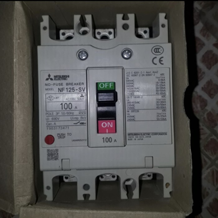 Mccb mitsubishi nf125sv 100a 3p 80A