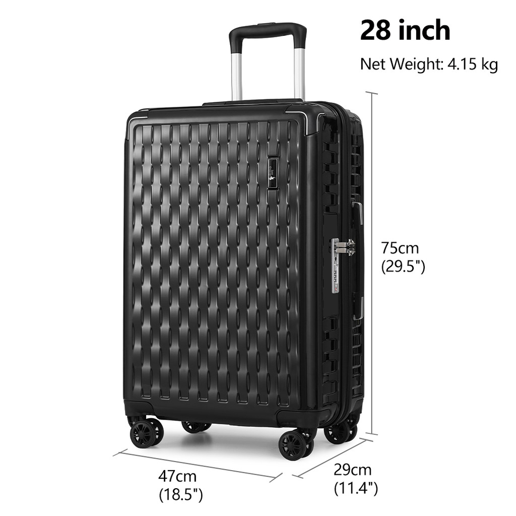 SEA CHOICE Koper Set 28 inch PC Kabin Hardcase Tekstur Tenun - Black