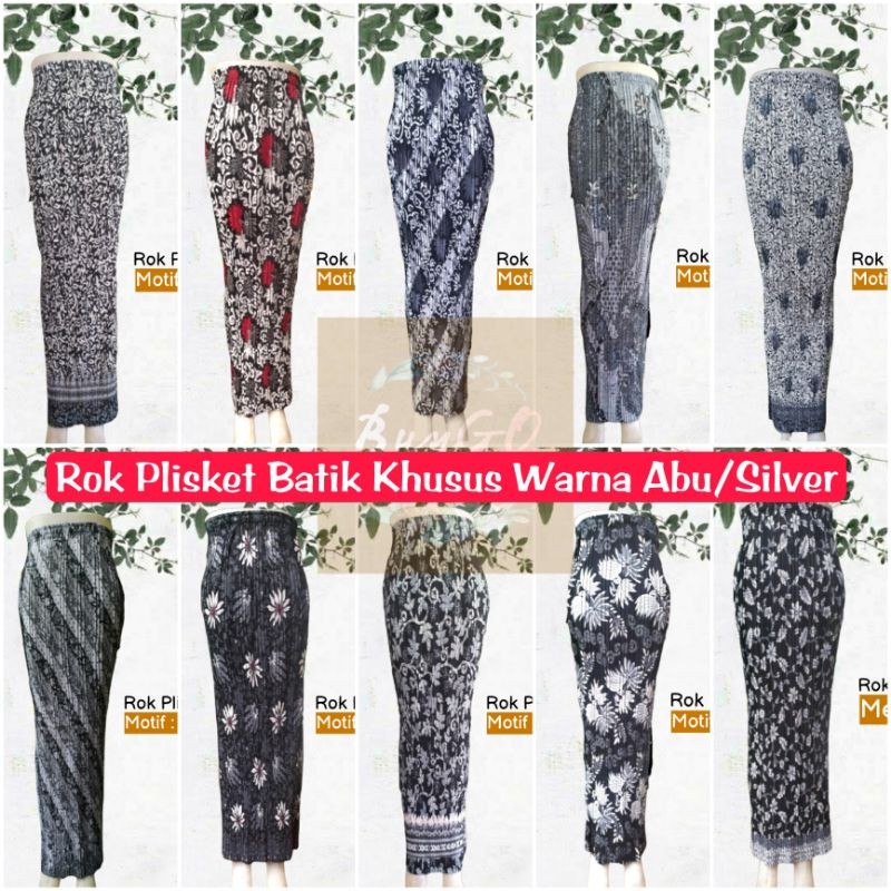 KLIKHEMAT Rok Plisket Batik Bawahan Kebaya Warna Abu/Silver Terbaru Rok Pesta Rok Kerja Rok Prisket 
