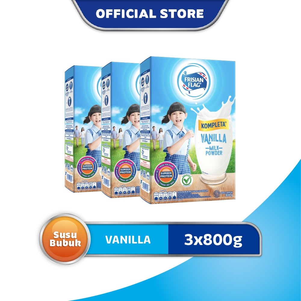 

Frisian Flag Kompleta Susu Bubuk Rasa Vanilla 3 x 800 gr