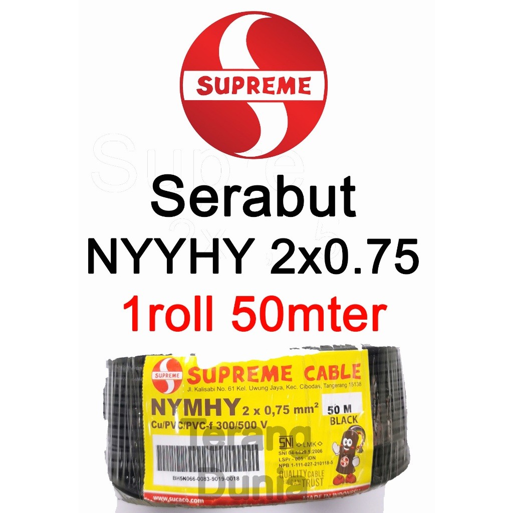 Kabel 2x0.75 Supreme 50meter Kabel Serabut 2x0.75 50meter Kabel Supreme NYYHY 2x0.75 50meter Kabel S