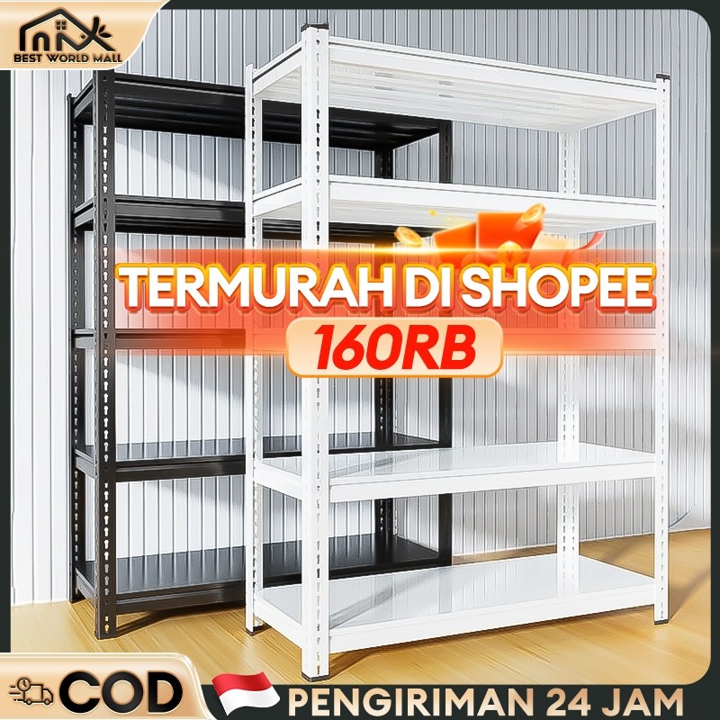 Rak Susun Rak Besi Siku 5 Susun Rak Gudang Rak Besi Siku Lubang Rak Serbaguna 40*120*200