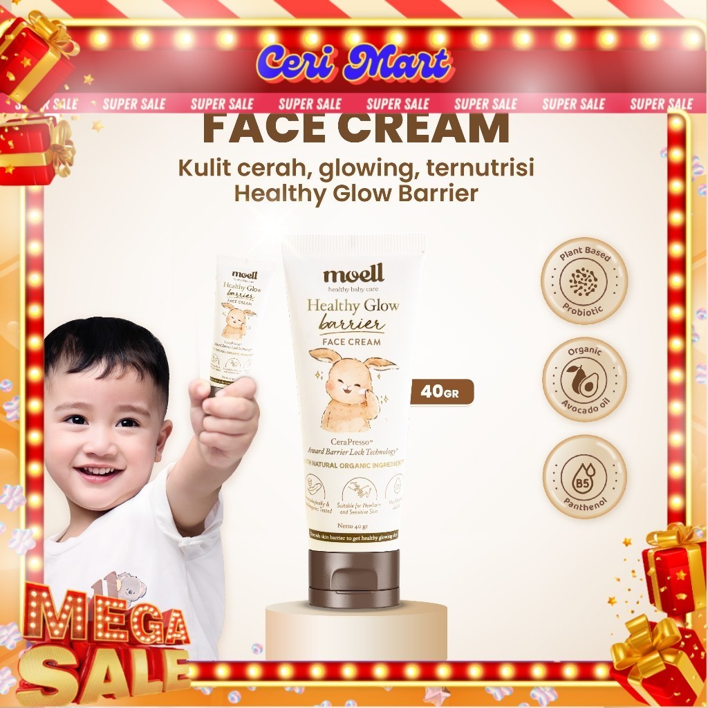 Moell Face Cream 40gr Healthy Glow Barrier Skincare Untuk Bayi & Anak moel cream wajah skin