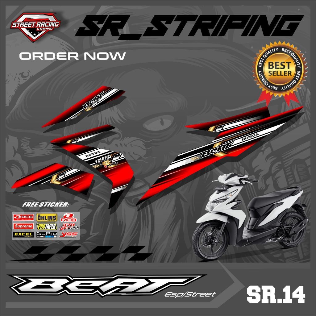 Striping Beat Fi ESP Beat STREET Terbaru - Sticker Variasi Beat 2017 - 2019 Stiker Semi Full Body