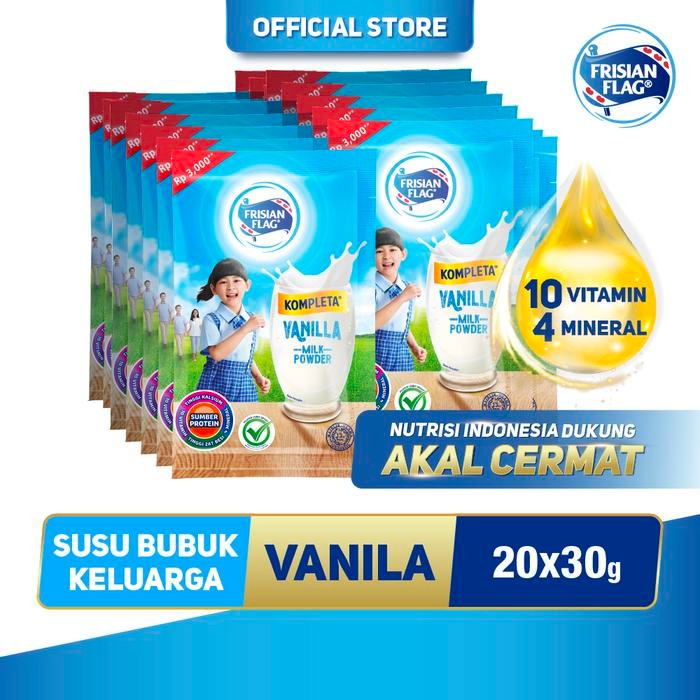 

Frisian Flag Kompleta Susu Bubuk Vanilla Sachet [10x30g] 2 Renceng