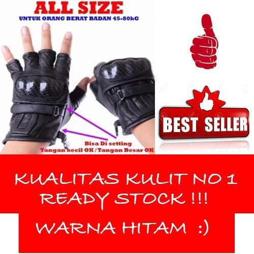 SARUNG TANGAN MOTOR KULIT ASLI GLOVES BIKERS MOTOR KULIT HITAM