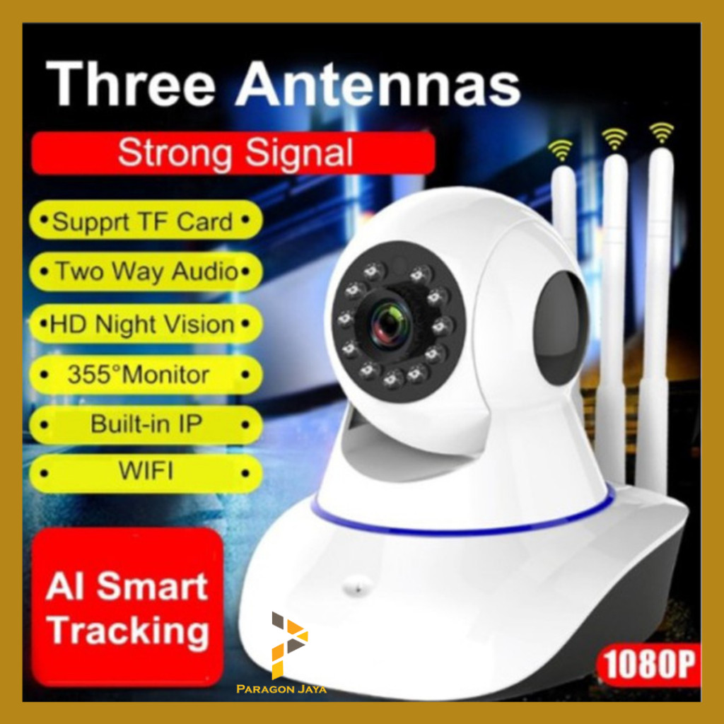 IP Camera CCTV WIRELESS Wifi 3 Antena V380 1080P Wifi Night Vision