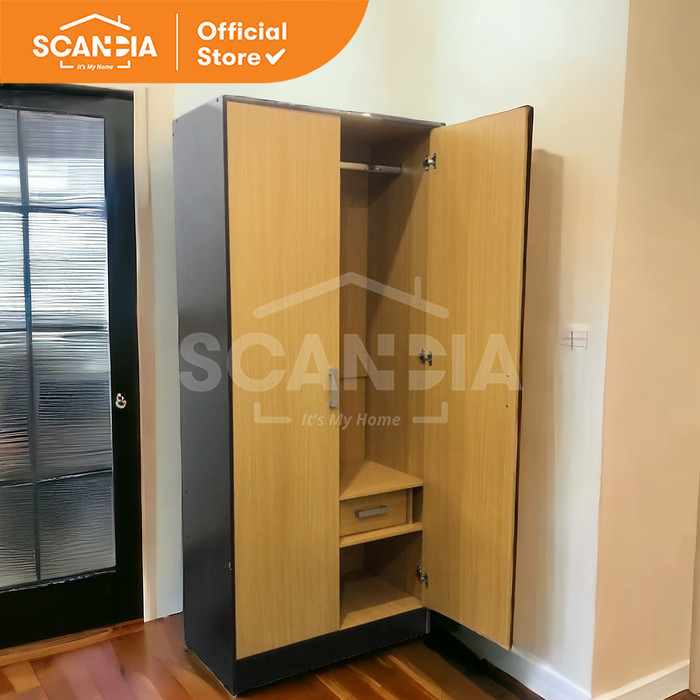 SCANDIA Lemari Pakaian Wardrobe 2 Doord Argus 80X40X180cm Beech