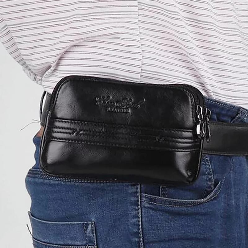 . Dompet hp kulit asli. Dompet pria. sarung hp 2 ruang - Hitam