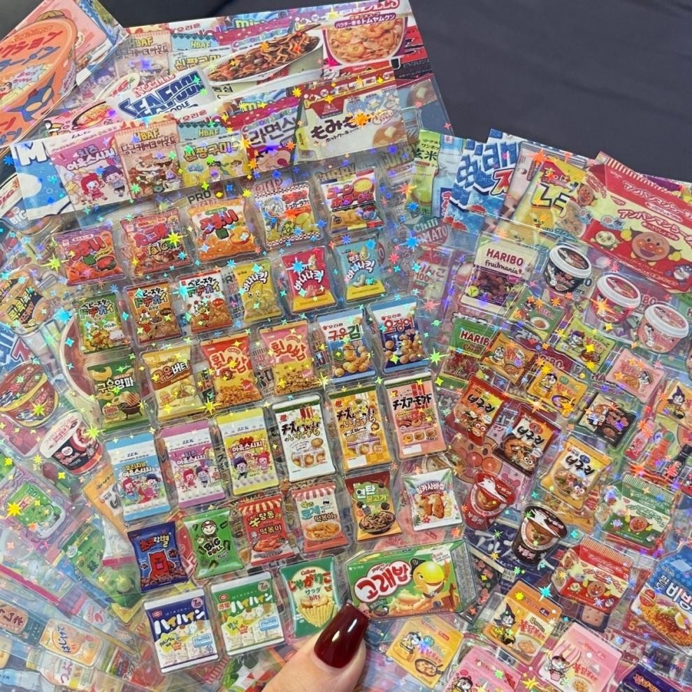 

5pcs Snack Food Packaging Stickers For Phone PET Waterproof Cartoon Scrapbook Sticker Journaling Stationery Kawaii