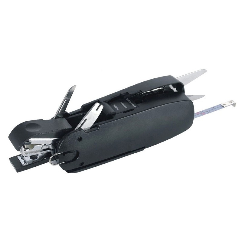 

Multifunctional 7-in-1 Mini Stapler Remover Scissors Ruler Hole Punch Pencil Sharpener Cutter Portable Tools for Home Office
