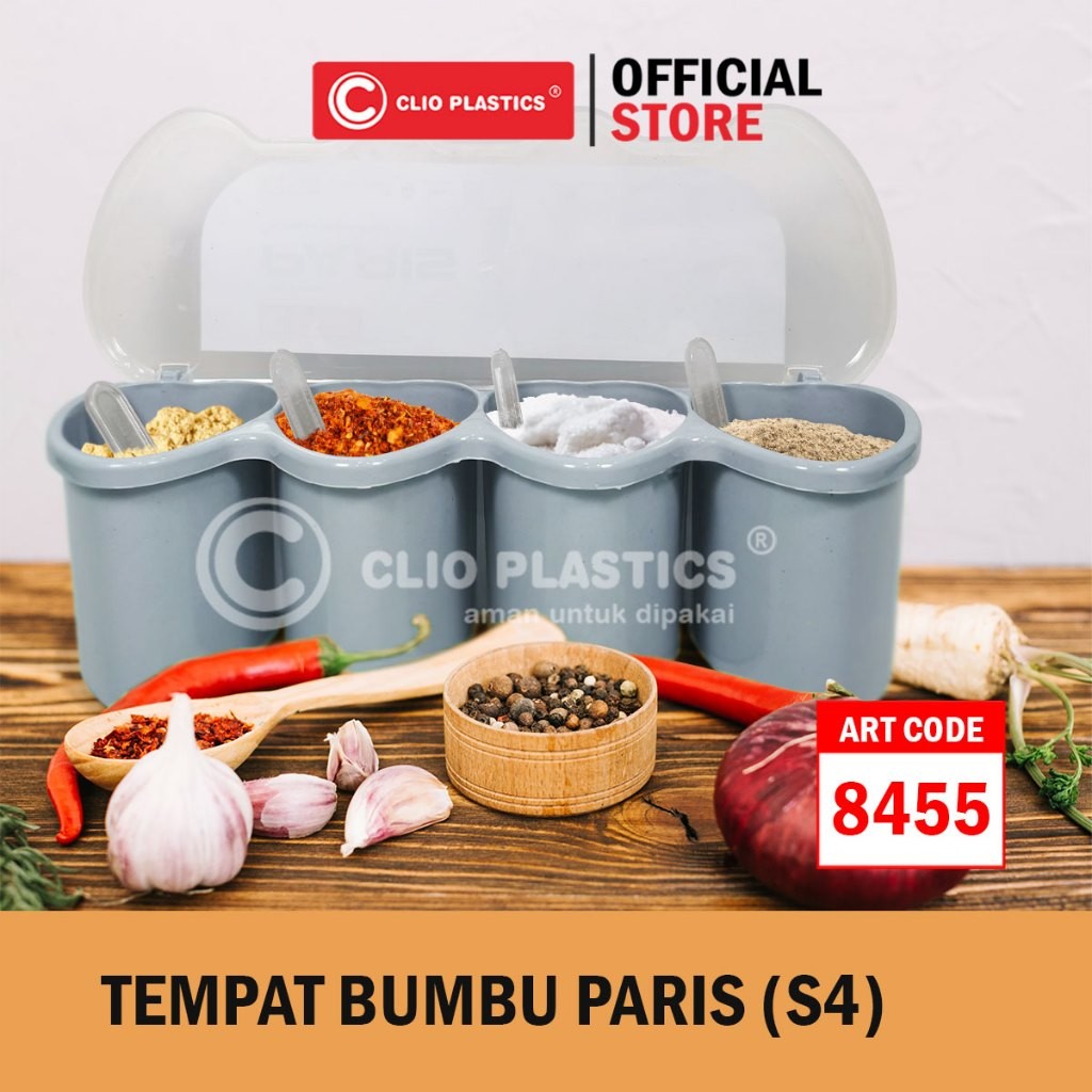 Tempat Bumbu Paris Sekat 4- tempat bumbu plastik sekat 4 free sendok penyimpanan beragam bumbu dapur