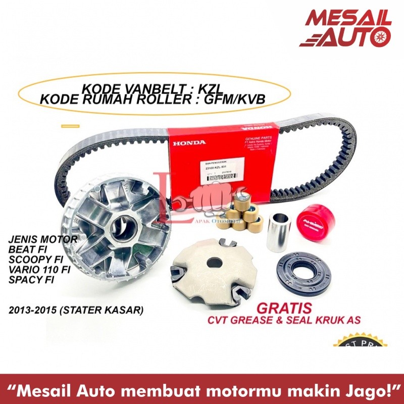 SATU PAKET RUMAH ROLLER SET BEAT FI (STATER KASAR)  , SCOOPY FI , VARIO 110 FI & VANBELT V-BELT BEAT
