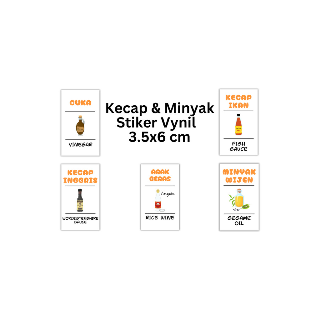 

KIM SHOP Label Stiker Bumbu Dapur Custom Aneka Minyak dan Kecap Vynil Sticker Warna Botol Rempah Aesthetic Waterproof Tahan Air